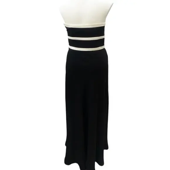 Ann Taylor Formal Gown Dress Black Ivory Cream Strapless Women's Size 14 - Picture 3 of 8